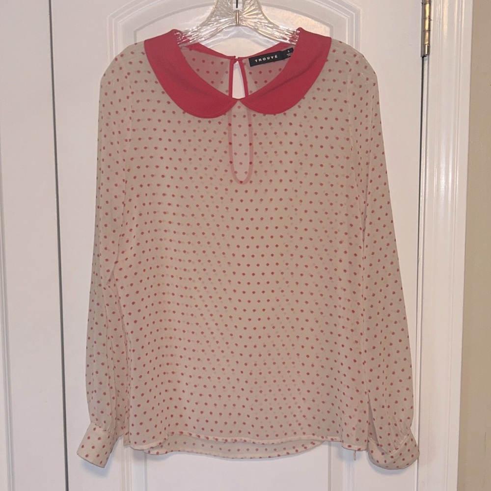 Trouve polka dot sheer blouse S/M